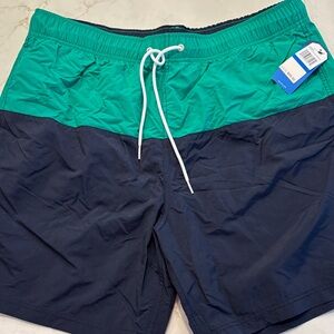Nautica Two-Tone Swim Shorts in Green and Navy BNWT